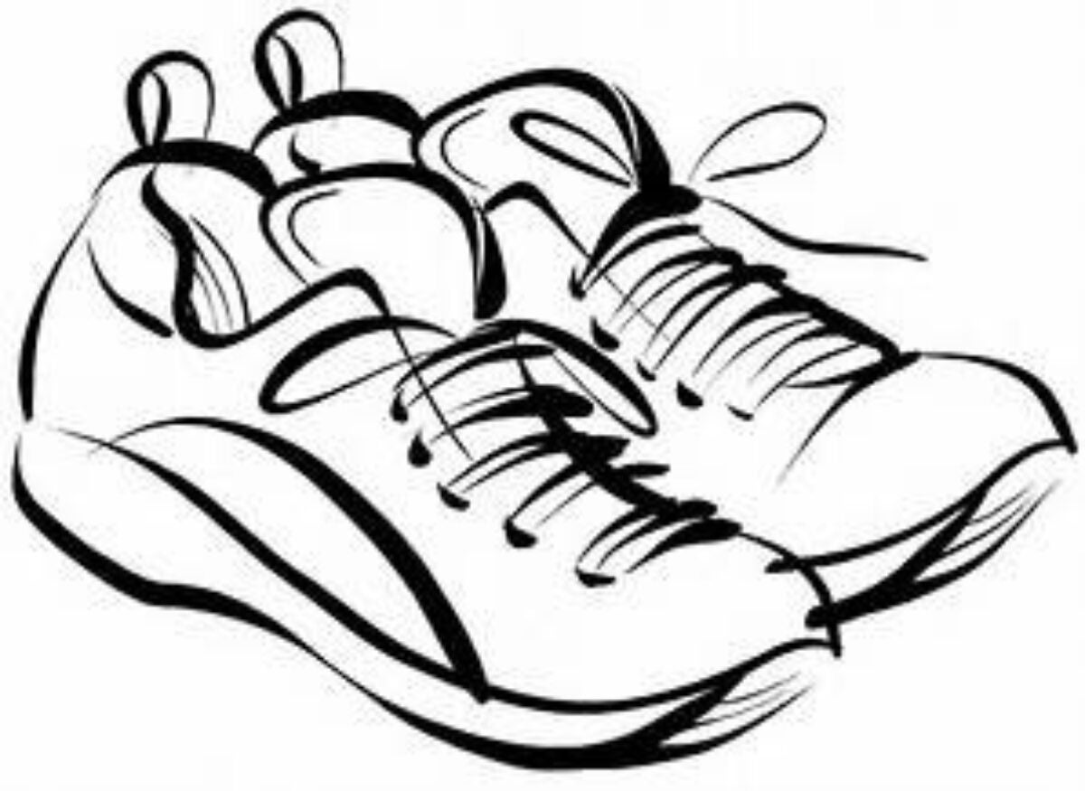 line drawing of sneakers